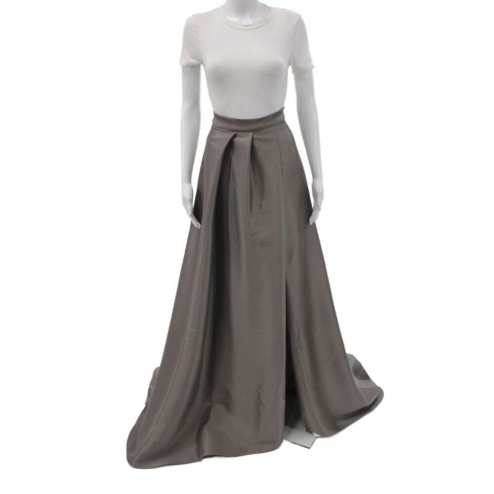 Belle Badgley Mischka Womens Maxi Skirt Gray Polyester Long Zip Size 4 Tall